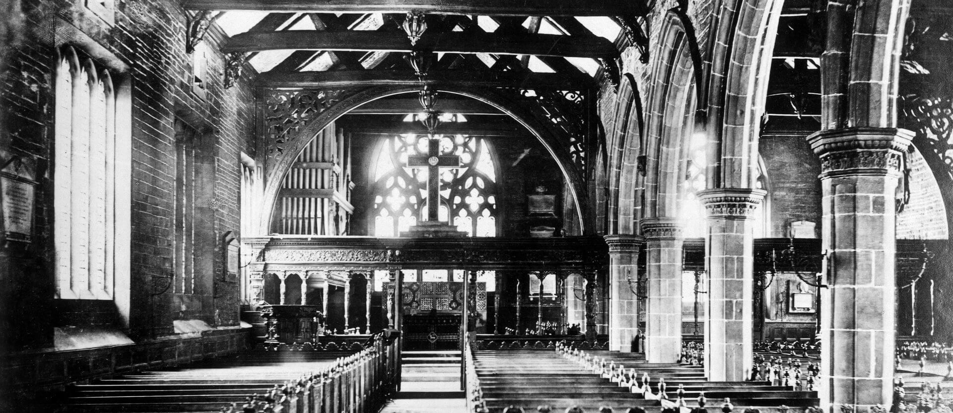 St John’s church is packed with 17th-century pews to seat...